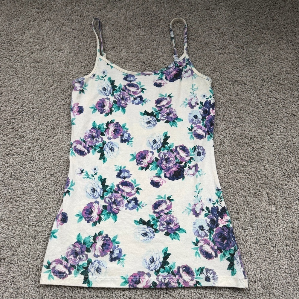 Pacsun Purple Green Floral Tank Top Size Medium